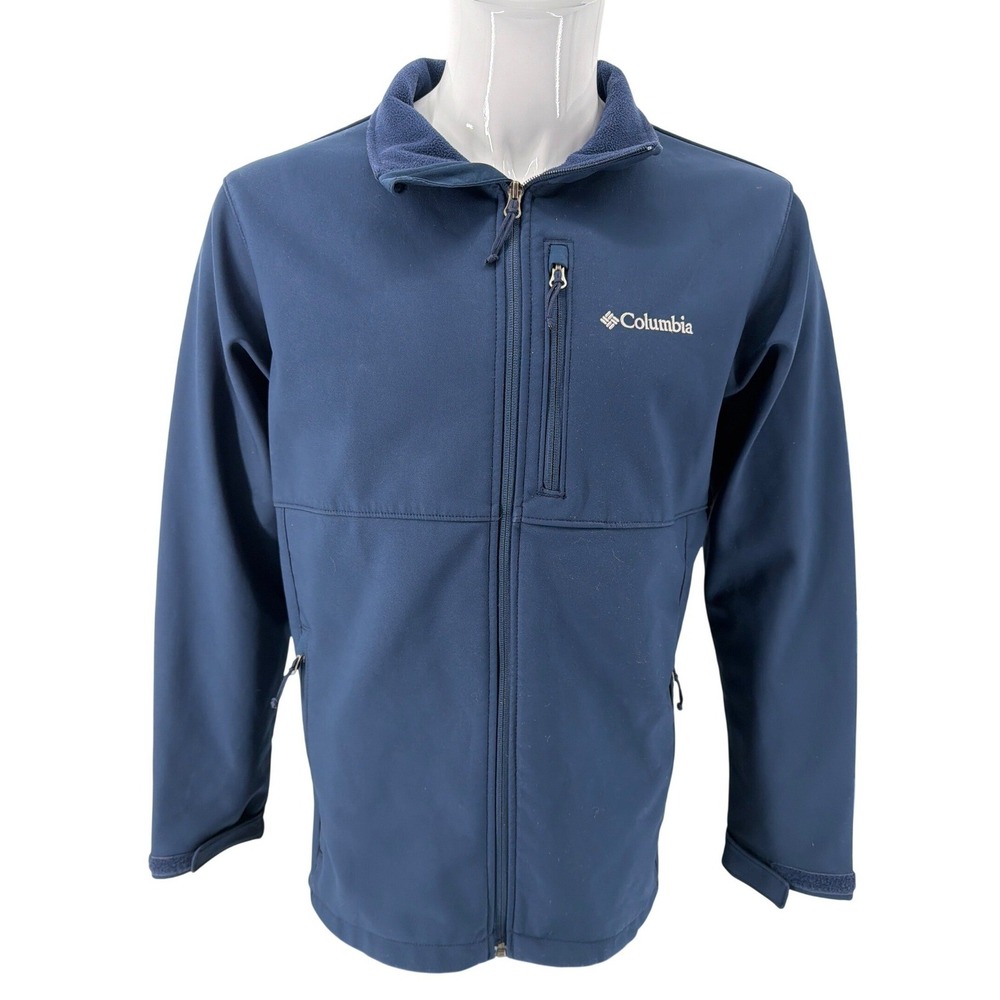Columbia Ascender Softshell Jacket Mens Large Navy Blue Full Zip WM6044‎
